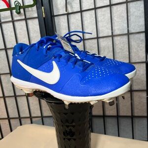 Nike Blue and White Baseball Cleats-Metal
